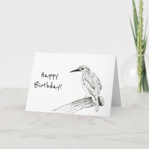 Happy Birthday Zeichnend Oriental Zwarf Kingfisher Karte