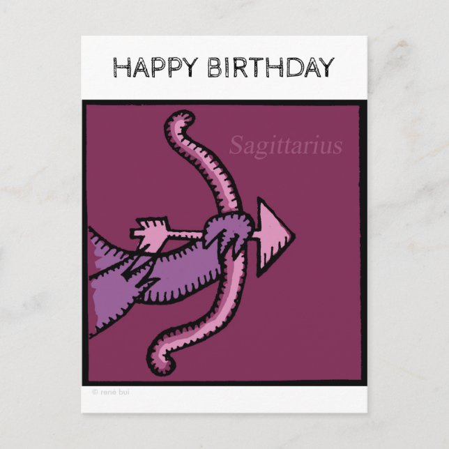 Happy Birthday Zodiac Sign Sagittarius Postcard Postkarte (Vorderseite)