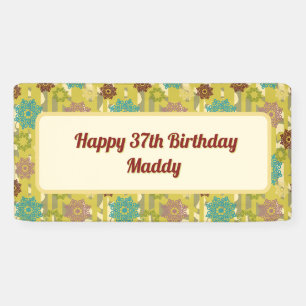 Happy Birthday zum beliebigen Alter Stadt Blumen M Banner