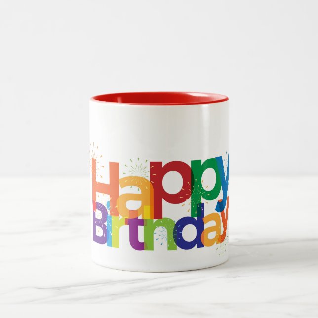 Happy Birthday Zweifarbige Tasse (Mittel)