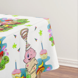 Happy Birthday Zwillings-Tischdecke Konfetti Cupca Tischdecke