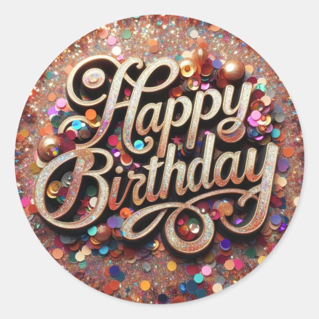 Happy Birthdayirthday Glittere Sticker (Vorderseite)