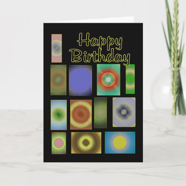 Happy Birthdsy Patchwork Circles Karte (Vorderseite)