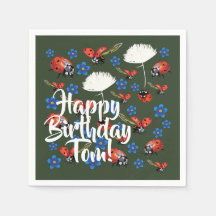 Happy Birthdya Lovely Spring Paper Napkins