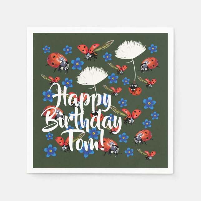 Happy Birthdya Lovely Spring Paper Napkins Serviette (Vorderseite)