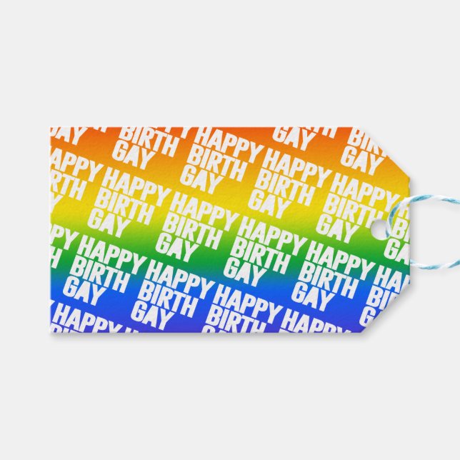 Happy Birthgay Geschenkanhänger (Vorderseite (Horizontal))