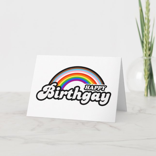 Happy Birthgay Progress Pride Karte (Vorderseite)