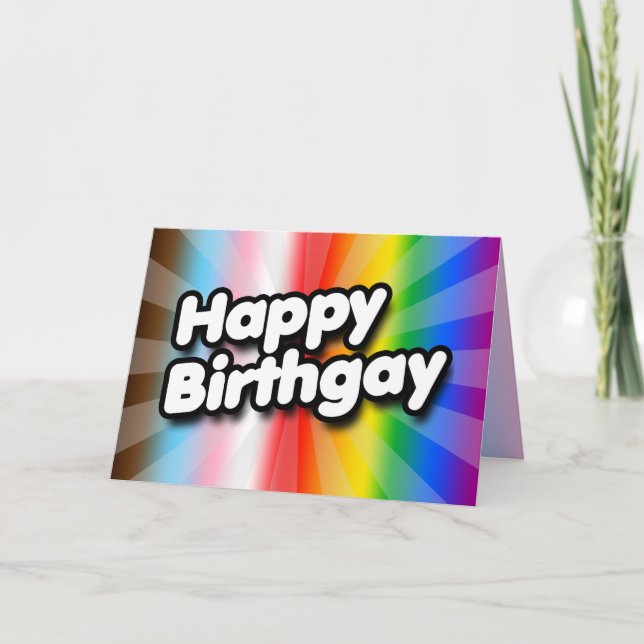 Happy Birthgay (Progress Pride) Karte (Vorderseite)