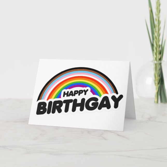Happy Birthgay Progress Pride Karte (Vorderseite)