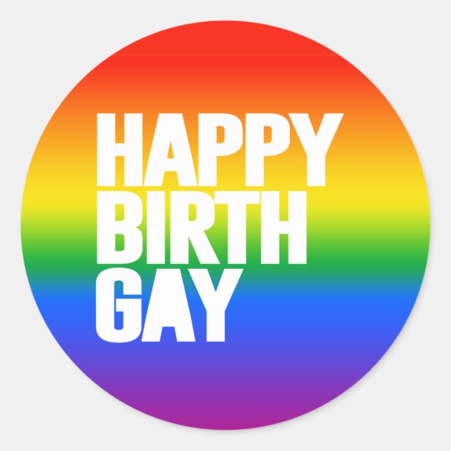 Happy Birthgay Runder Aufkleber (Vorderseite)