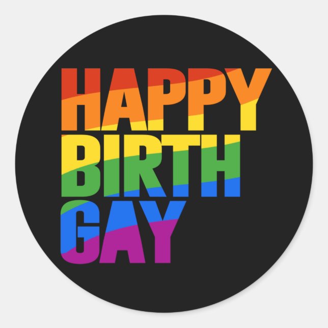 Happy Birthgay Runder Aufkleber (Vorderseite)