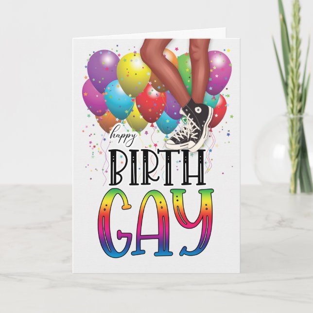 Happy BirthGAY Teen African American Birthday Karte (Vorderseite)