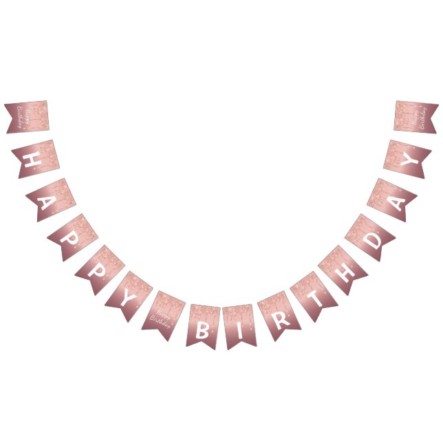 Happy Bithday - Rose Goldener Flair Glitzer Wimpelkette (Alle)
