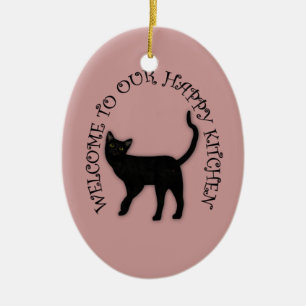 Happy Black Cat Hanging Kitchen Ornament