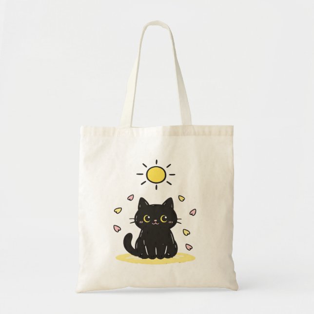 Happy Black Cat Sunshine Tragetasche (Vorne)
