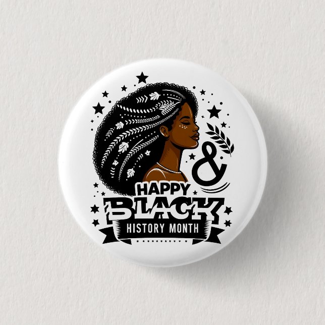 Happy Black History Month African Map Graphic Button (Vorderseite)