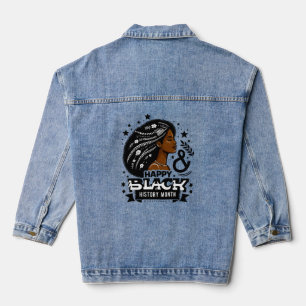 Happy Black History Month African Map Graphic Hood Jeansjacke