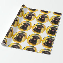 Happy Black Lab Puppy on Slide Fun Gift Wrap Geschenkpapier