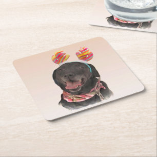 Happy Black Labrador Retriever Dog Paper Untersetz Rechteckiger Pappuntersetzer