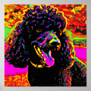 Happy Black Poodle Portrait Poster