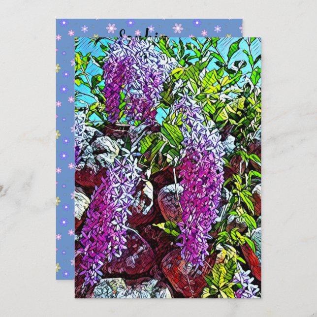 Happy blooming flower einladung (Vorne/Hinten)