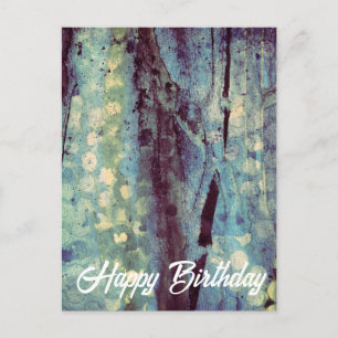 Happy Blue Abstrakt Mixed Media Happy Birthday Postkarte