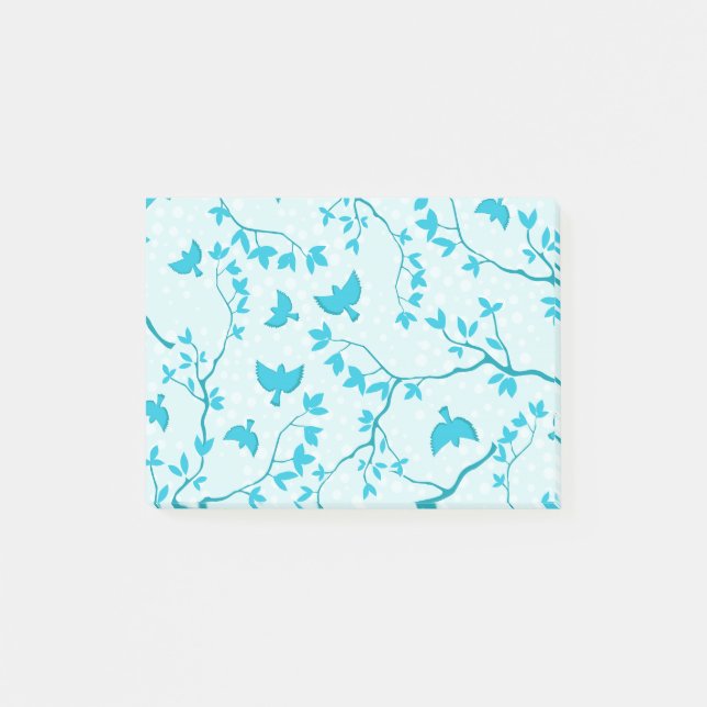 Happy Blue Birds Post-it Klebezettel (Vorderseite)