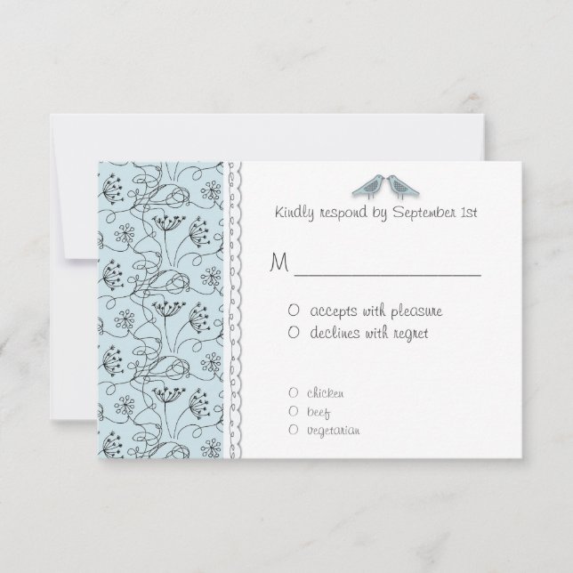 Happy Blue Birds UAWG Response erschwinglich RSVP Karte (Vorderseite)