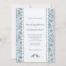 Happy Blue Birds Wedle Doodle Trendy Budget Einladung