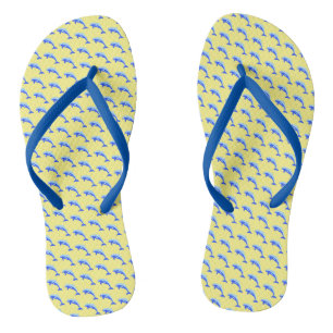 Happy Blue Dolphin, Niedlicher tropischer Cartoon Flip Flops