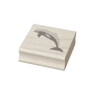 Happy Blue Dolphin, Niedlicher tropischer Cartoon Gummistempel