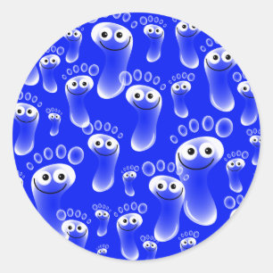 Happy Blue Feet Runder Aufkleber
