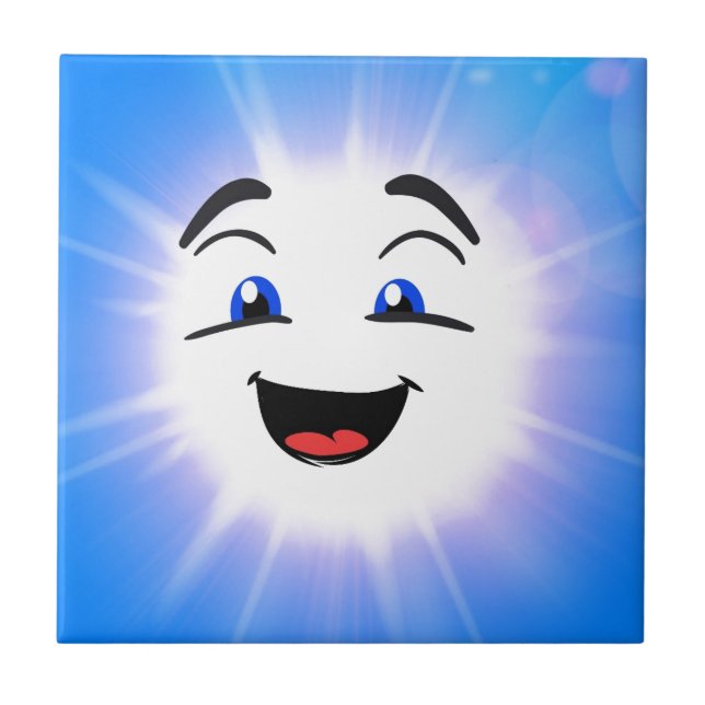 Happy Blue-Man-Gesicht Fliese (Vorderseite)