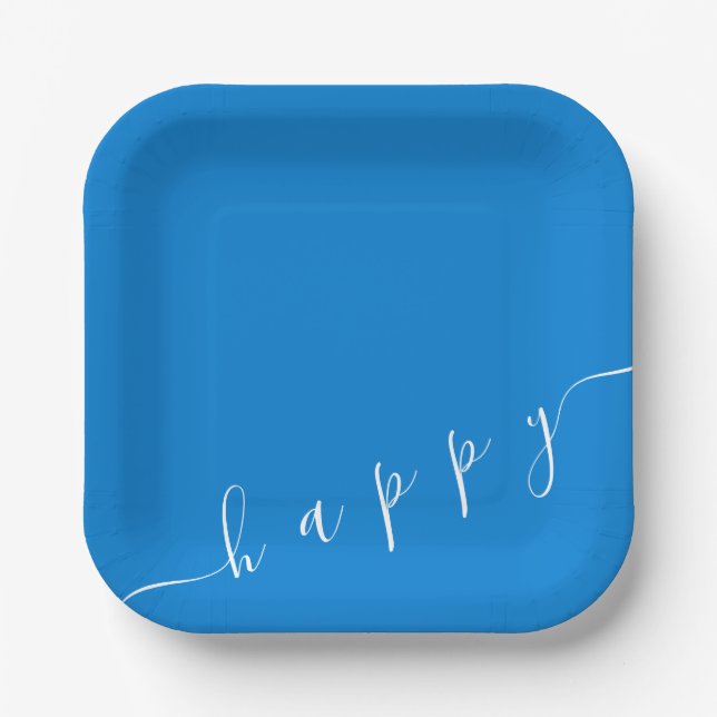Happy Blue Party Plate Pappteller (Vorderseite)