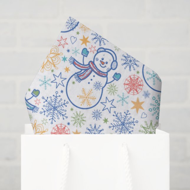 Happy Blue Snowmen Seidenpapier (Geschenktüte)