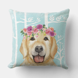 Happy Blume Animal in Blue Forest-Dog Retriever Kissen