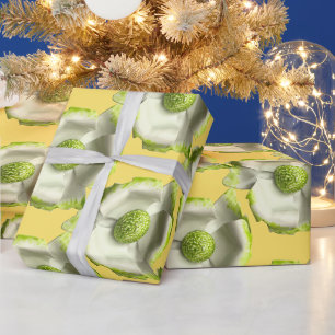 Happy Blume Button Geburtstag Weiße Gelbe MOD Geschenkpapier