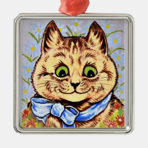 Happy Blume Cat von Louis Wain Ornament Aus Metall