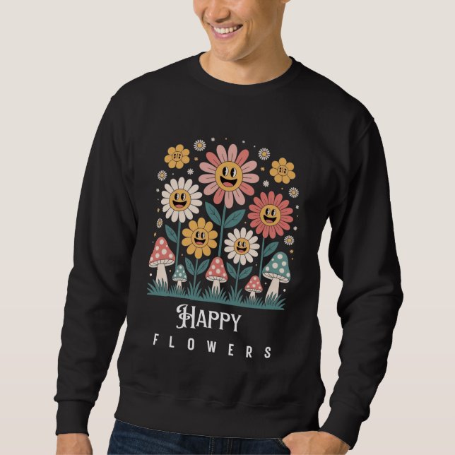 Happy Blume Herren Sweatshirt (Vorderseite)