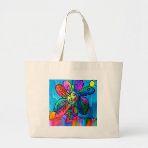 Happy Blume Kind's Art rosa und blau Stift und Tin Jumbo Stoffbeutel