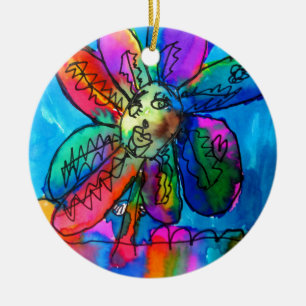 Happy Blume Kind's Art rosa und blau Stift und Tin Keramikornament