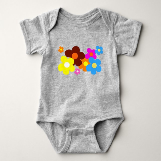 Happy Blume Light Charcoal Gray Baby Strampler (Vorderseite)