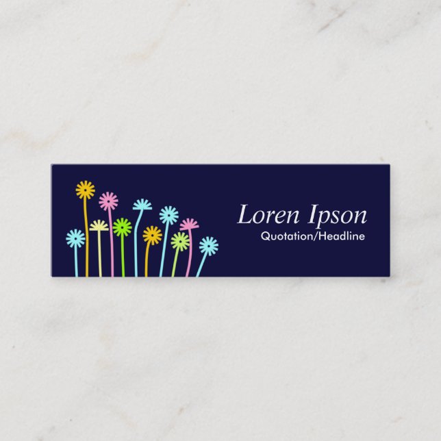 Happy Blume (Navy Blue) Mini Visitenkarte (Vorderseite)