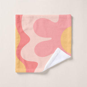Happy Blume Retro 60er Rosa und Gelb Waschlappen