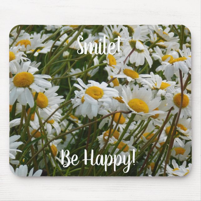 Happy Blume Wiese - Happy face lächelnd düster Mousepad (Vorne)