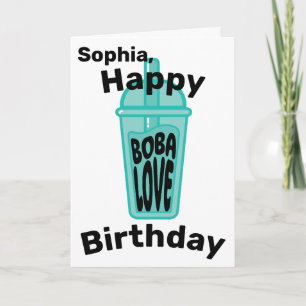 Happy Boba Liebe Geburtstag Funny Aquamarin Boba T Karte
