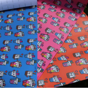 Happy Boba Tea Bubble Teas Bobas Kawaii Geschenkpapier Set