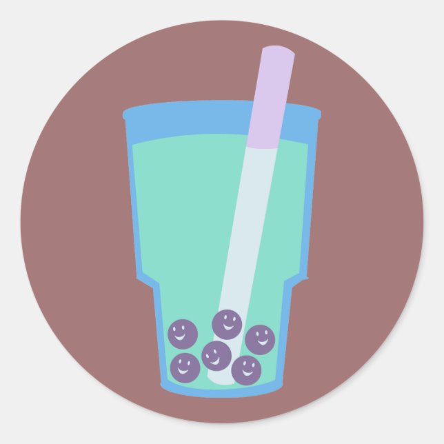 Happy Boba Tea Bubbles Runder Aufkleber (Vorderseite)