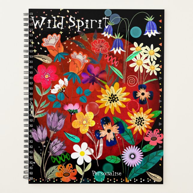 Happy Boho Blume Wild Spirit Zitat Journal Planer (Vorderseite)