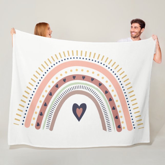 Happy Boho Rainbow Modern Minimal Trendy Chic Fleecedecke (Beispiel)